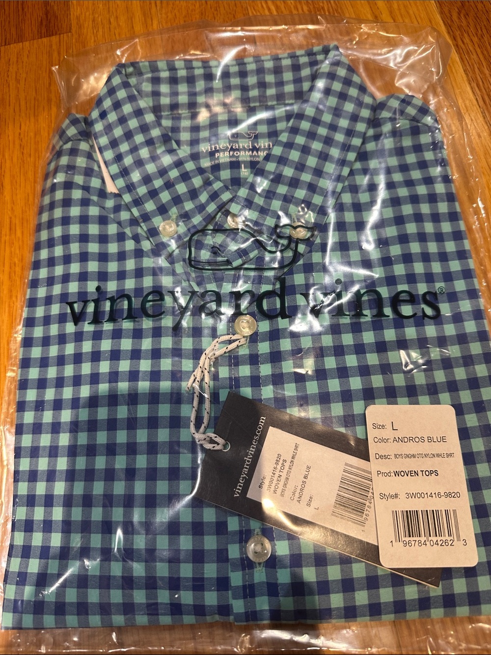 Vineyard Vines Blue and Green Gingham Button-Down Shirt